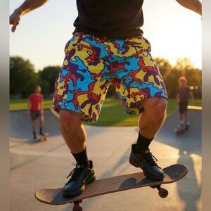 Rare Vintage 90s Burton Multicolor Camouflage Cargo Shorts